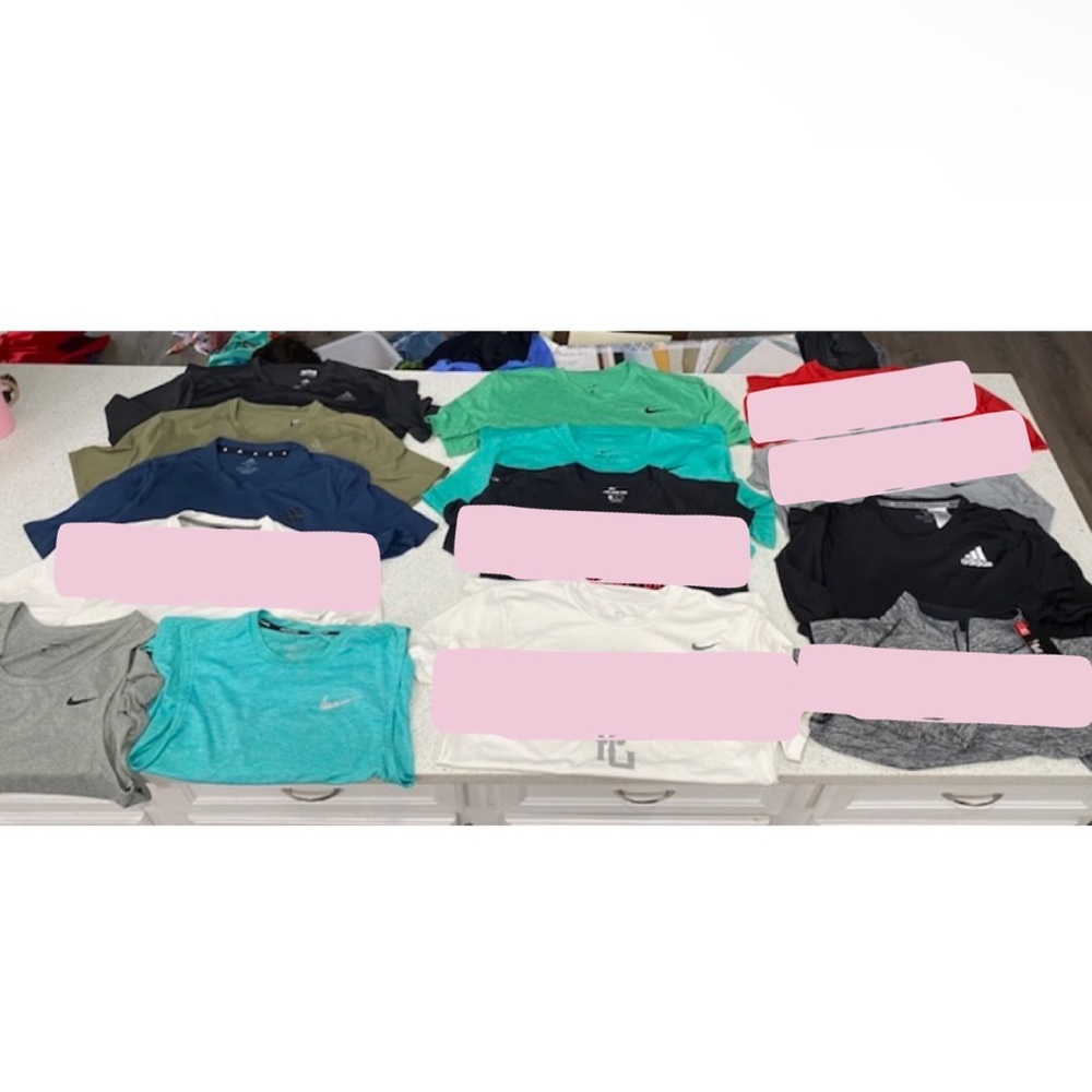 8 total mens athletic shirts - 4 adidas shirts, 2 nike shirts, 2 nike tanks